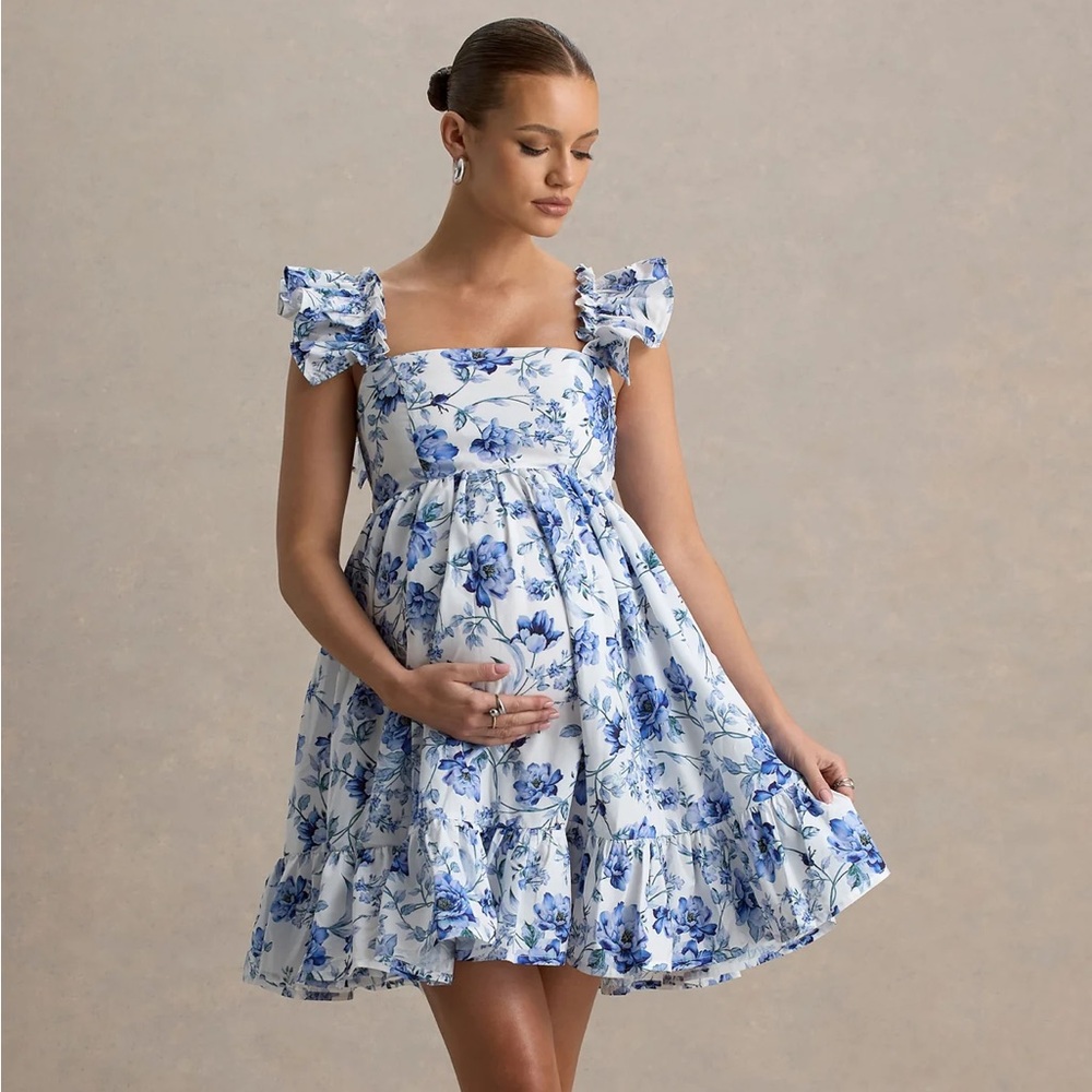NWT Club L London maternity dress in blue floral